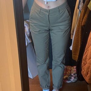 Khaki pants. Perfect length if you’re petite, I’m 5’1.